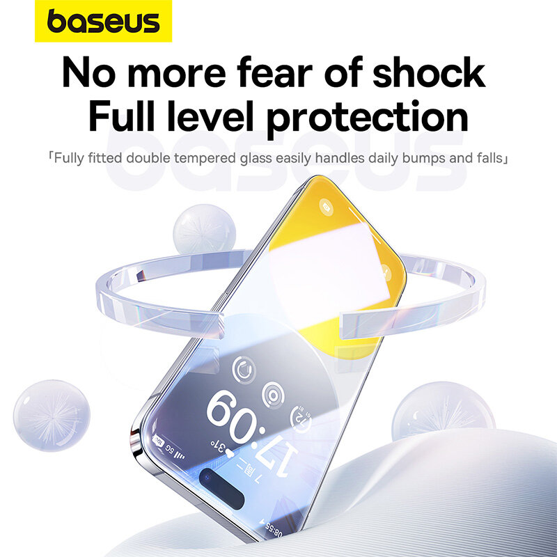 Baseus kính cường lực Cho iPhone 15 Pro Max bảo vệ cho iPhone 15 Cộng Với Glass bảo vệ màn hình cường lực Glass Dễ Dàng dụng cụ lắp đặt màng bảo vệ