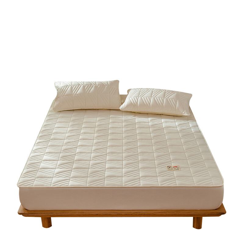 100% Cotton Soft Thicken Quilted Mattress Cover High Quality Japanese Style Solid Color Hotel Anti-mites Bed Cover Not Including Pillowcase
