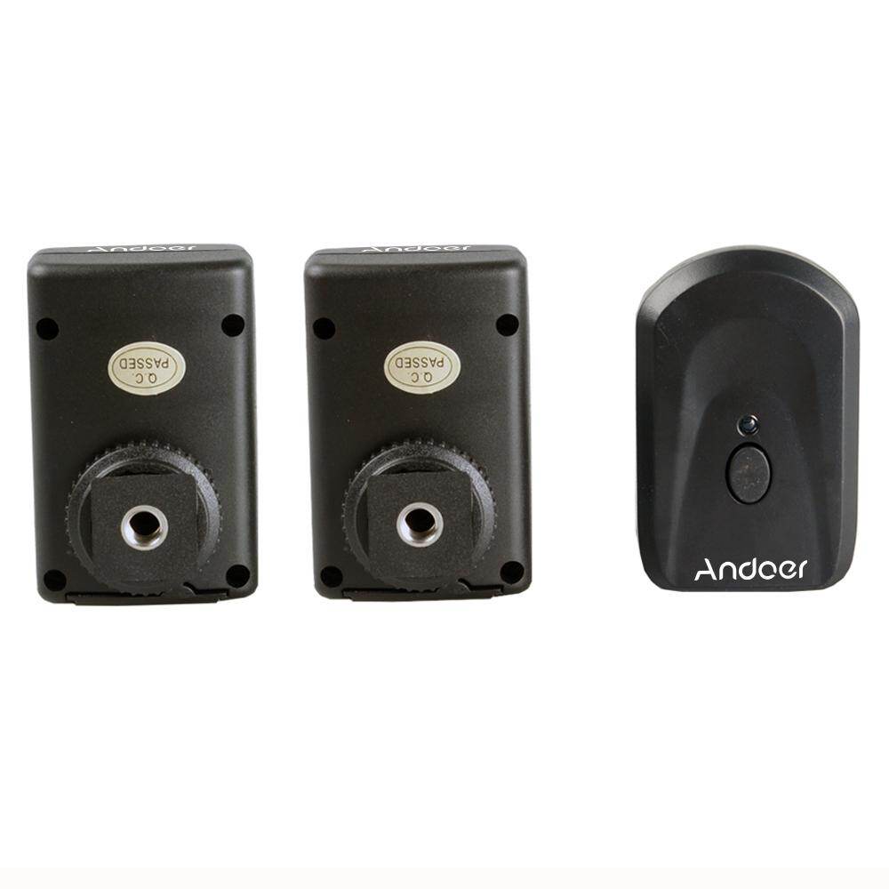 Andoer PT-04GY 4 Kênh Không Dây Từ Xa Speedlite Flash Trigger Phổ 1 Transmitter & 2 Receiver Cho Canon Nikon Pentax Olympus