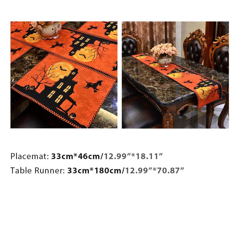 Halloween Bàn Runner cho Tiệc Placemat Khăn Trải Bàn Tiệc Chủ Đề Deco