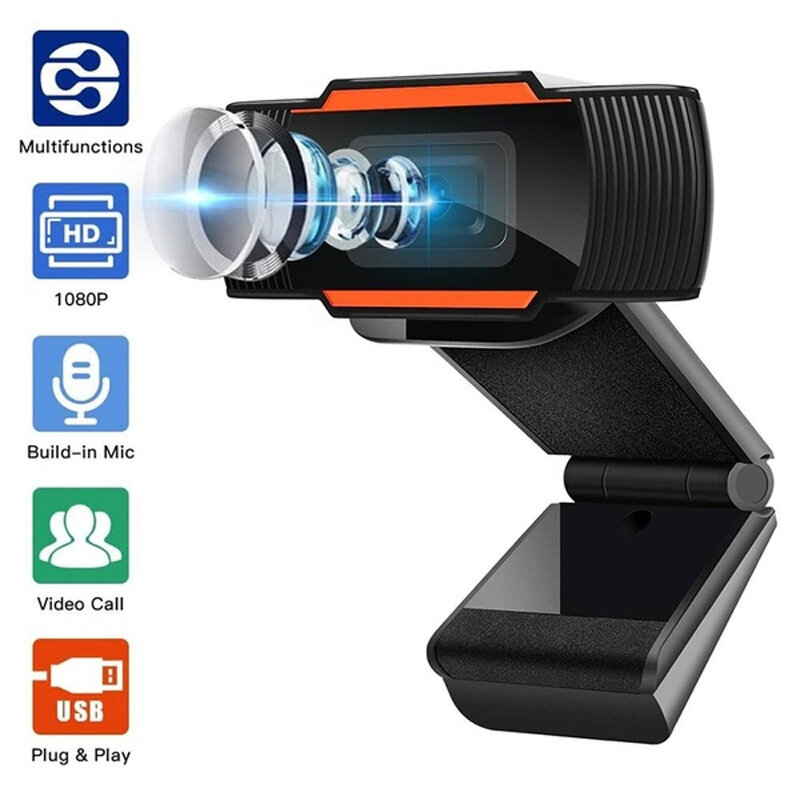 mini Built-in Mic Webcam Web Camera HD 1080P Cam Digital Video Webcamera with CMOS Image for Computer PC Desktop Laptop Portable