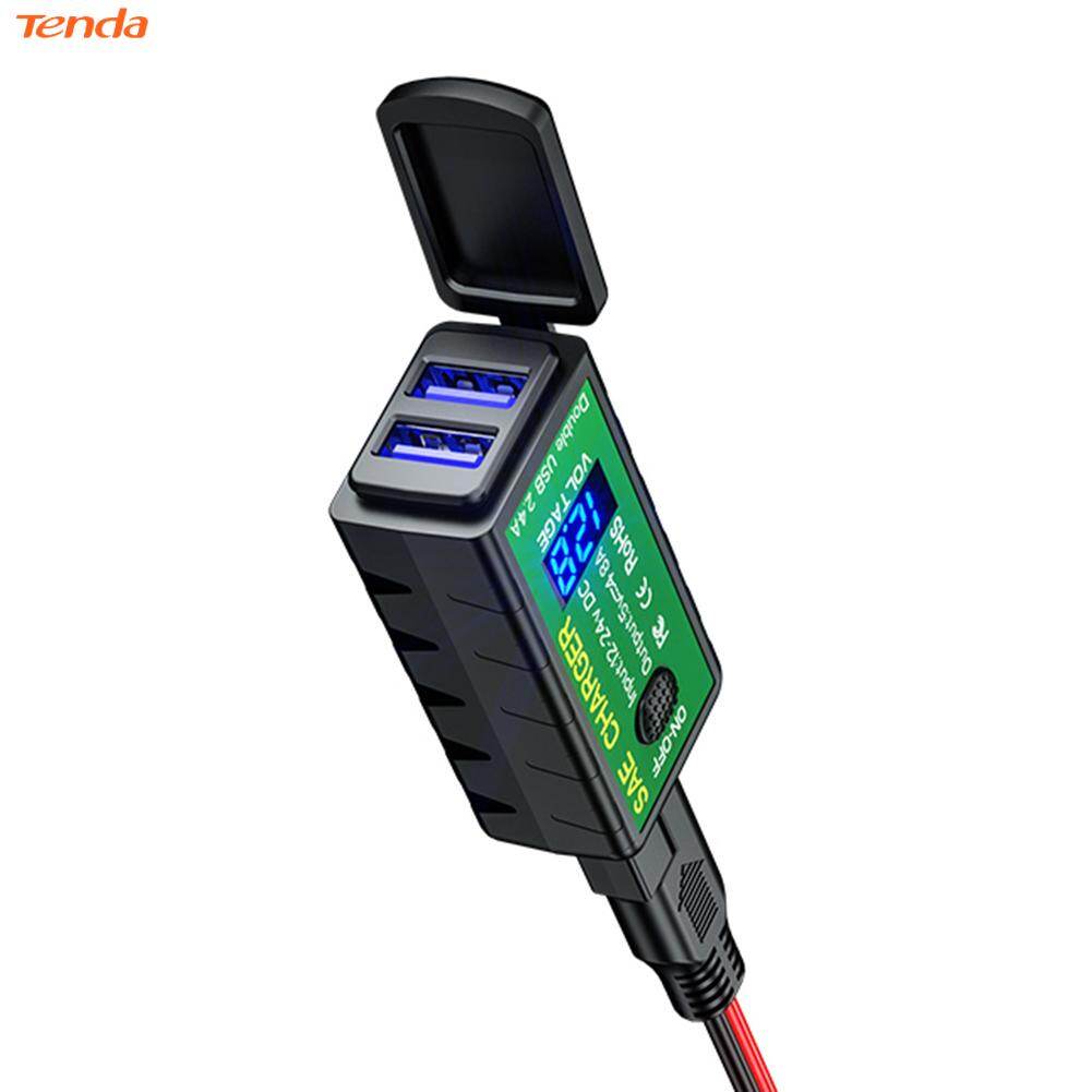 Waterproof 12V SAE to Dual USB Motorcycle Charger Adapter for Phone GPS