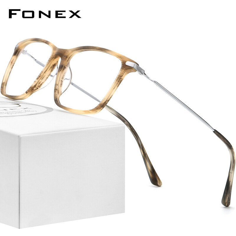 FONEX Titanium Optical Glasses Frame Men 2022 New Korean Japaness Style Retro Vintage Round Eyeglasses Women Ultralight Acetate Spectacles Eyewear F85667