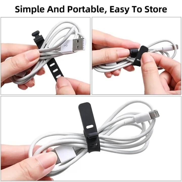 5pcs Silicone 3 lỗ dây cáp tổ chức Dây cáp có thể điều chỉnh dây đeo Di động Cáp sạc USB Tai nghe dòng quản lý Winder quan hệ