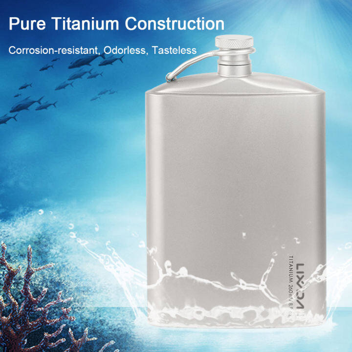 Lixada 260ml Leakproof Titanium Flask Alcohol Whisky Wine Flask for Outdoor Camping Backpacking Travel Picnic