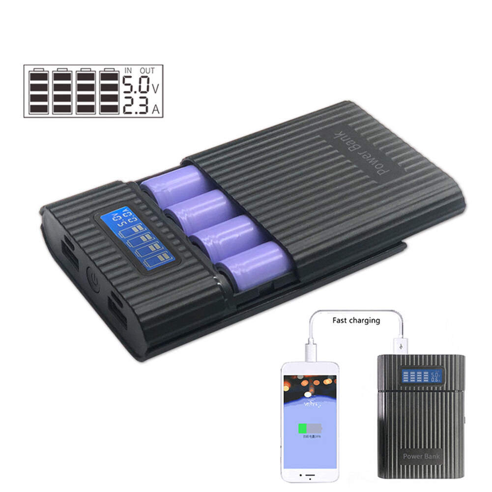 【Instock】 4-Slot LED Light LCD Display DIY Empty Power Bank Case Box 18650 Battery Charger