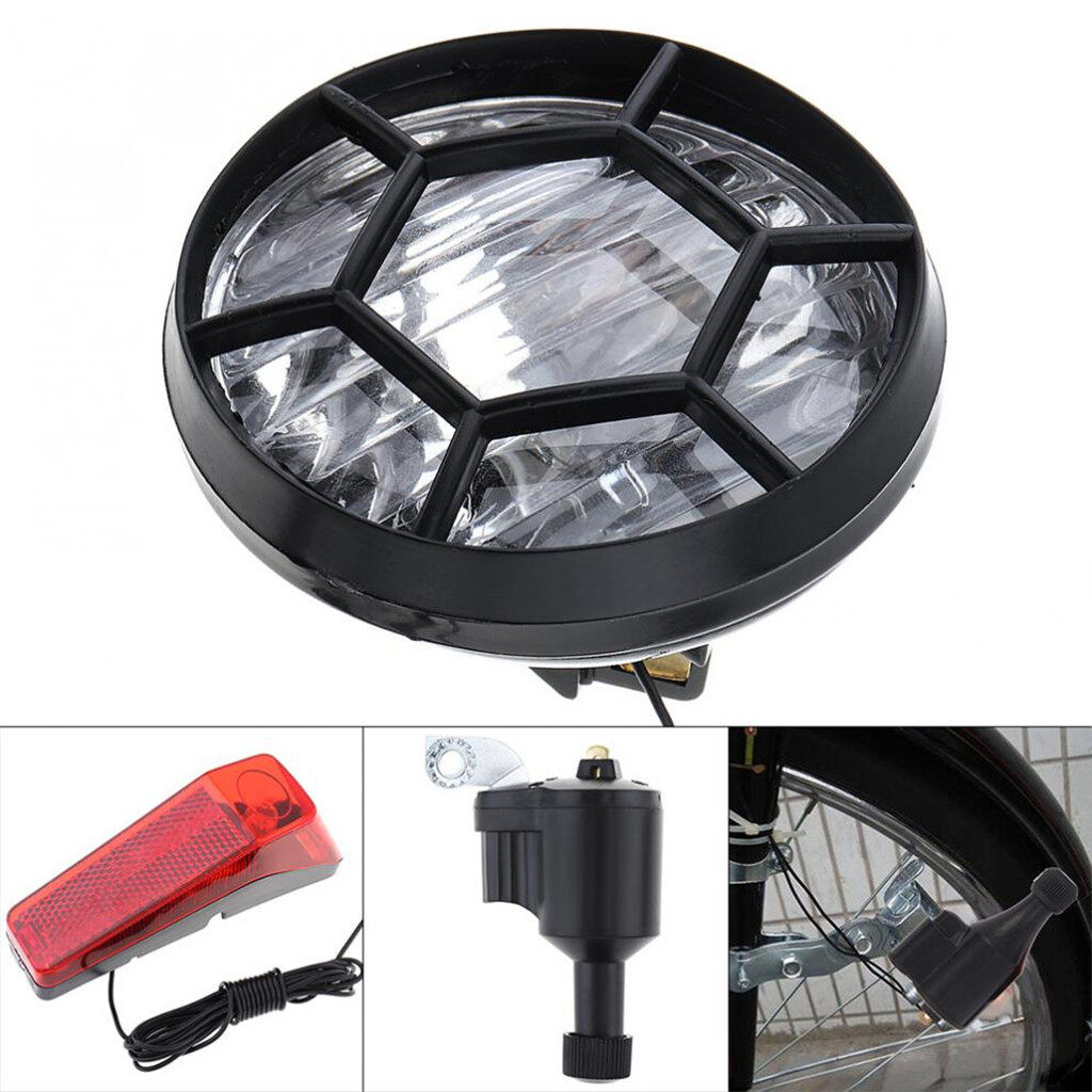 Bicycle Motorized Bike Friction Generator Dynamo Headlight Cycling Rear Light