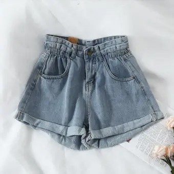 plus size elastic waist jean shorts