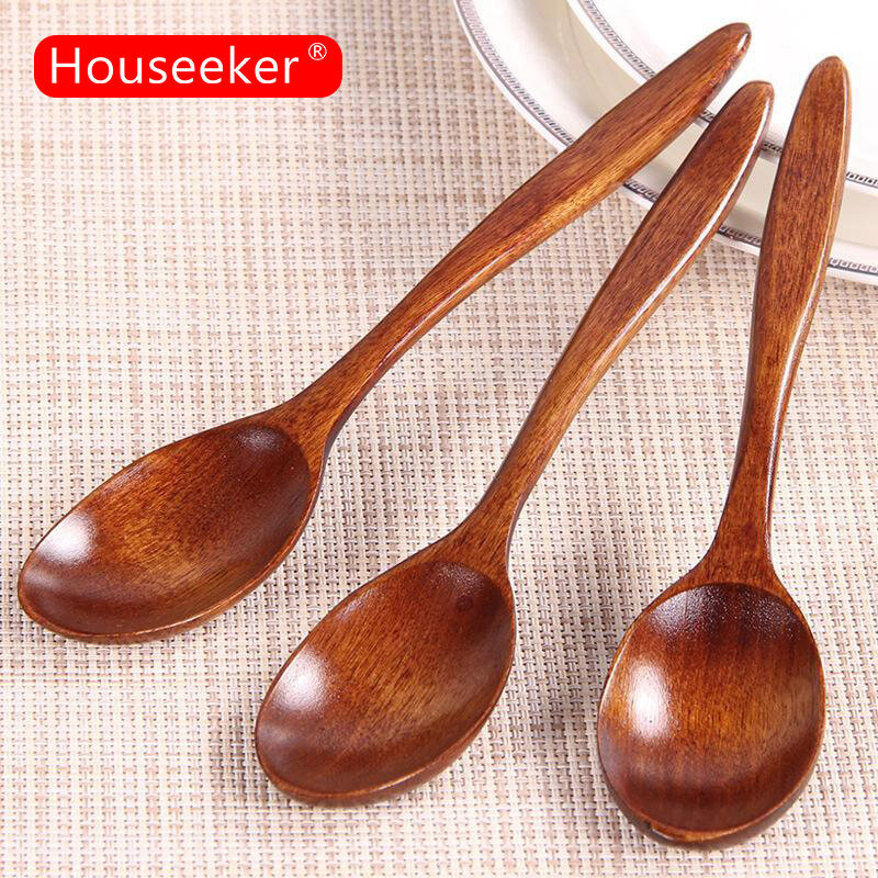 3pcs Natural Wood Spoon Japanese Style wooden Tableware Dessert Coffee Tea Rice Spoon Honey Dipper Kitchen Accessories