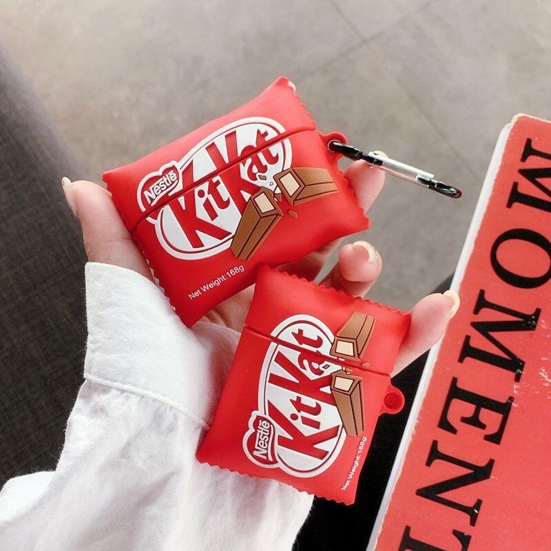 Cartoon Earphone Case For Airpods Pro Airpods 1 2 Case 3d Funny Kitkat Chocolate Bluetooth Headphone Headset Protective Cover