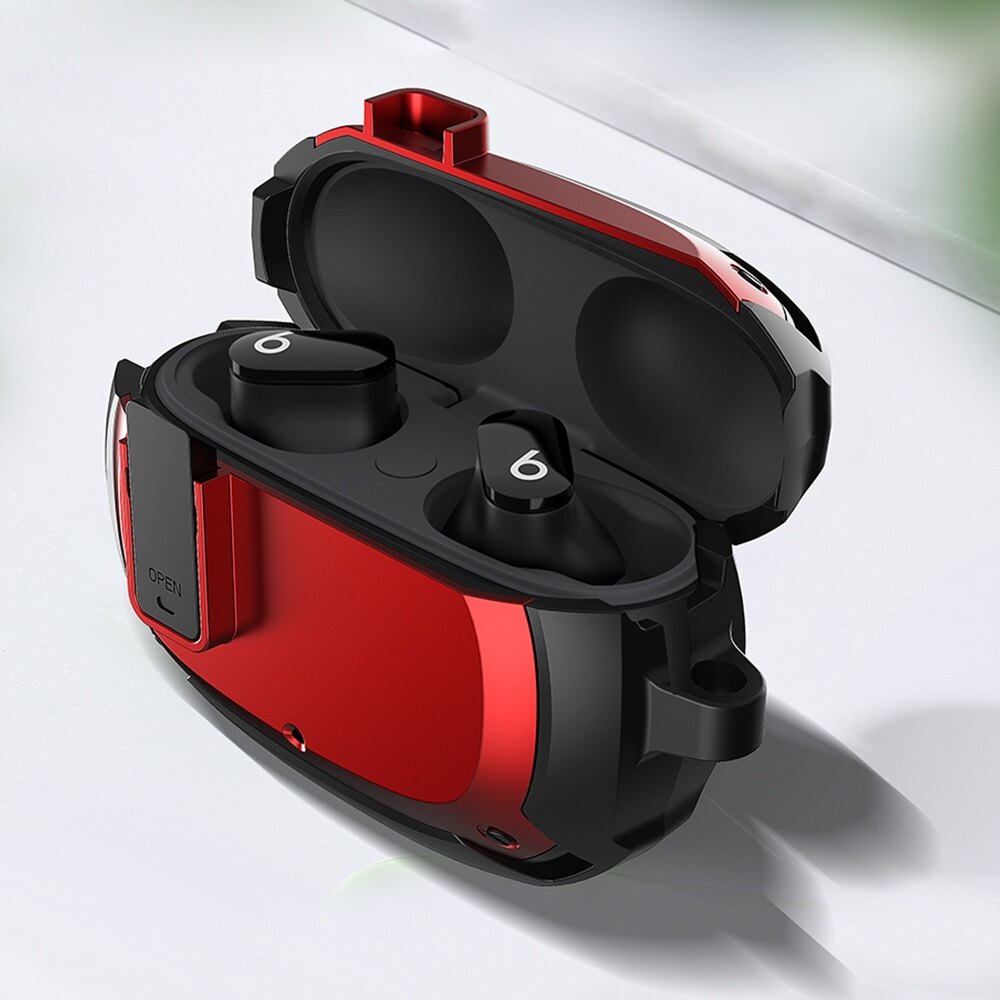 Armor Switch Earphone Case for Beats Studio Buds Shockproof Protective Shell for Beats Studio Buds Anti-drop Cover With Hook Keychain