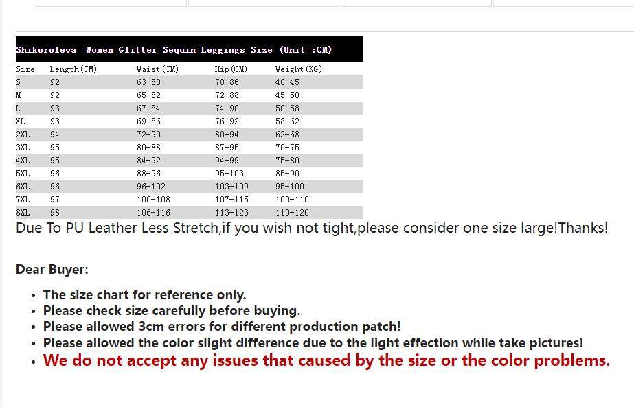 Quần Legging Nữ Quần Jegging Co Giãn Cạp Cao Cỡ Lớn Da PU Vinyl Đính Kim Sa Lấp Lánh Bên Hông Lông Cừu Mỏng 8XL 7XL S Màu Vàng Bạc