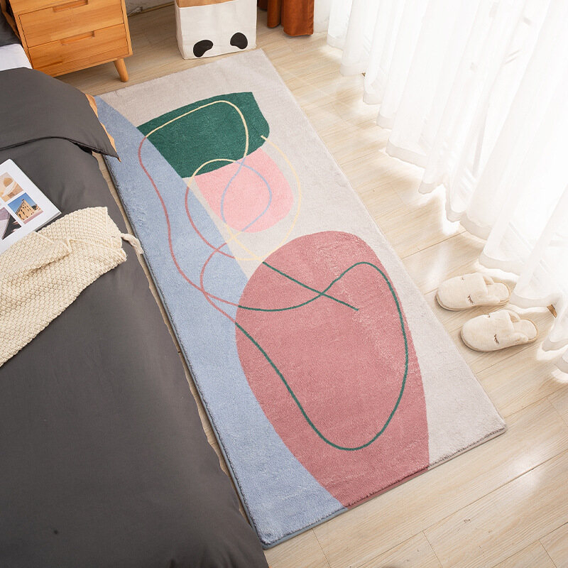 Thickened Fleec  Nordic Style Bedside Blanket Long Household  Sofa Coffee Table Blanket Under Bed Doo
