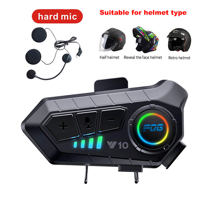 Aitemay Motorcycle Helmet Headset Bluetooth 5.3 Hands Free Ipx6 Waterproof 2000MAh Wireless Stereo Earphone support Voice Call