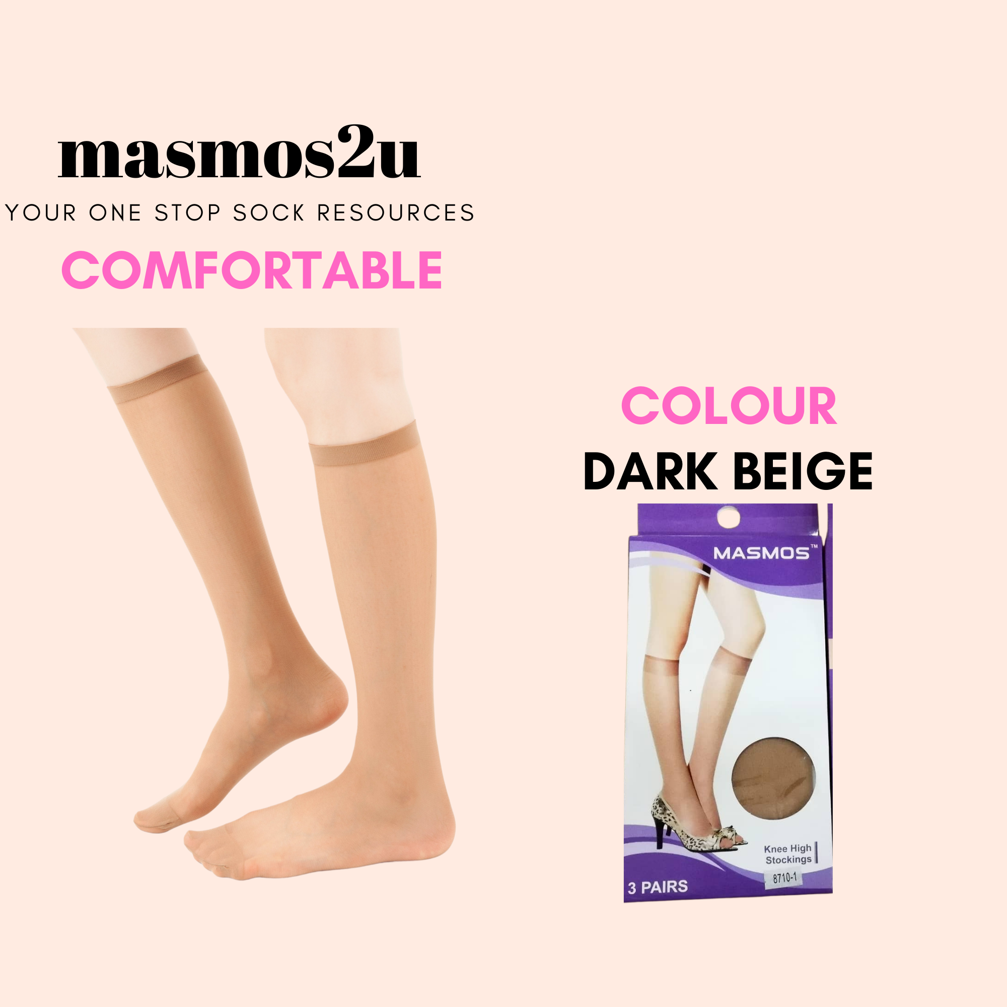 [READY STOCK] 3 PAIRS PACK KNEE HI STOCKINGS, LADIES STOCKINGS, WOMEN