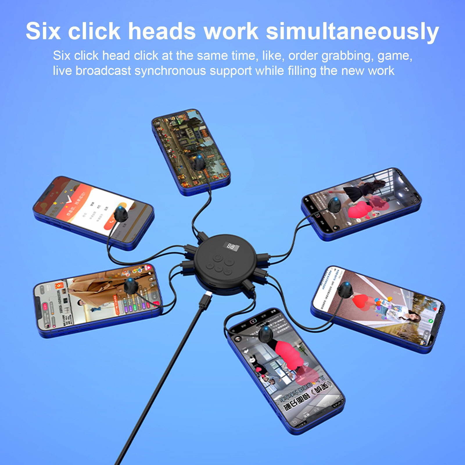 Screen Clicker Mute Automatic Adjustable Digital Display Sensitive Clicking Universal Phone Auto Clicker Connection Point Grabber Device for Game Phone Screen Clicker