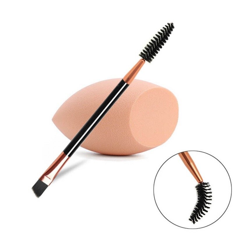 Double Eyelash Brush Eyebrow Spoolie and Angled Brow Brush for Eye Makeup