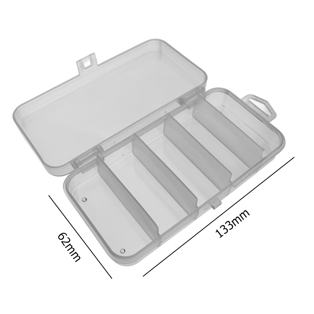 【Hot sale】Plastic 5 Compartments Fishing Tackle Box Fish Lure Hook Bait Storage Case