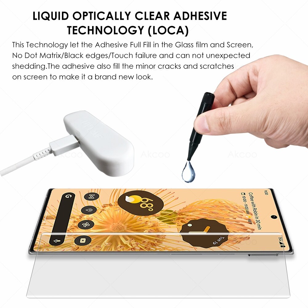 Pixel 6 Pro Screen Protector UV liquid tempered glass full adhesive for Google Pixel 6 Pro 5G Glass film fingerprint unlock