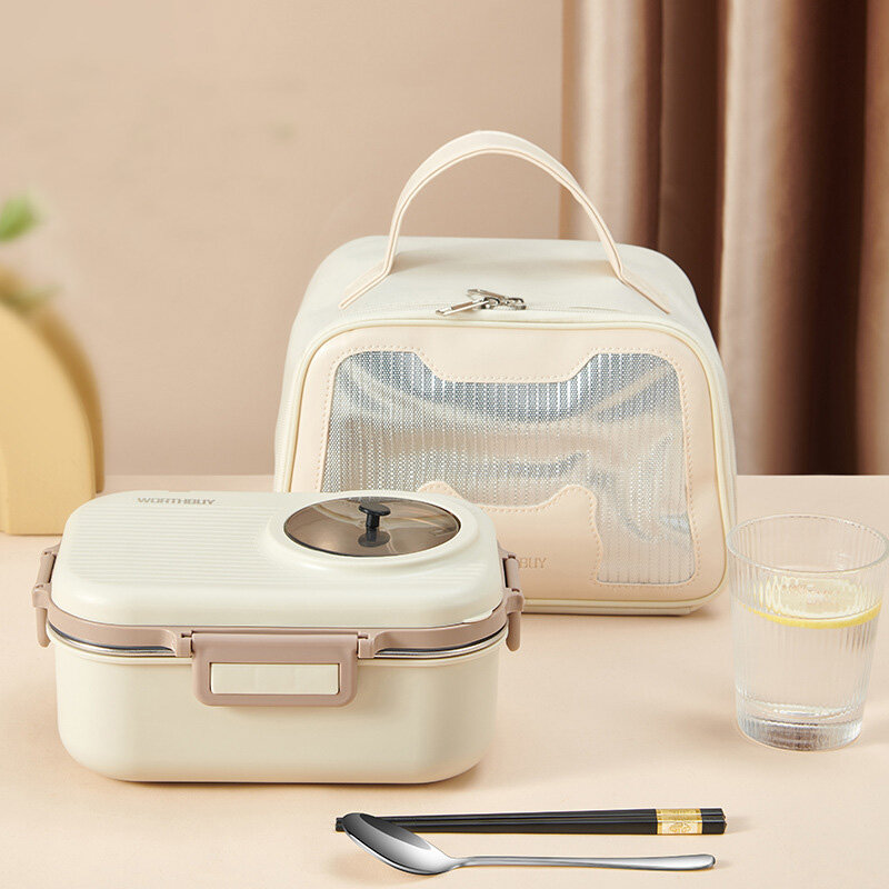 Lunch box rechargeable Multi-purpose rice box, food box with spoon and chopsticks, tightly locked lid Stainless Steel Heated Electric Lunch Box Food Warmer Box Container Electric Heating Container