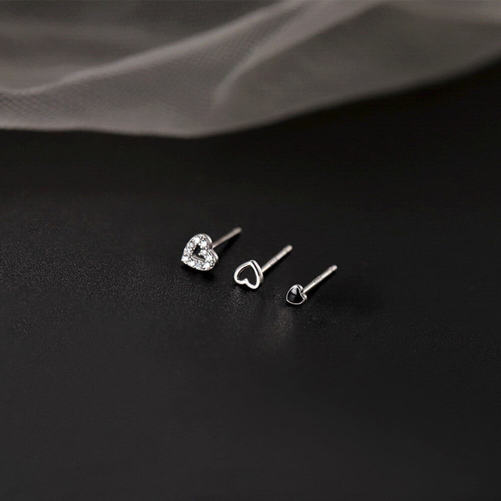 sanhe S925 Silver Stud Earrings Simple Earrings Ear Bone Studs