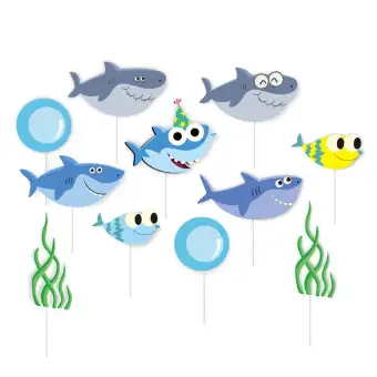 Cute Birthday Baby Sharks Letters Banner Hanging Kids Portable