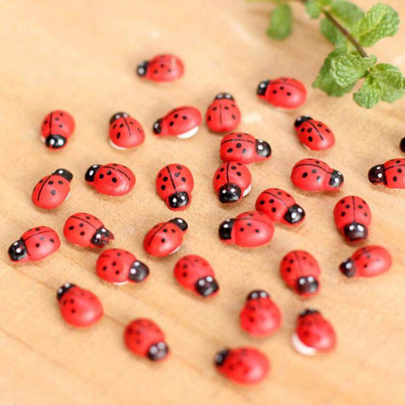 20Pcs Miniature Decorations Coccinella Septempunctata Resin Crafts DIY Little Garden Decor