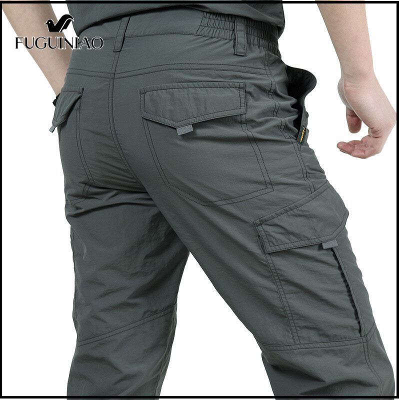 Fuguiniao Men's Lightweight Tactical Pants Breathable Summer Casual Army Military Long Trousers Male Waterproof Quick Dry Cargo Pants