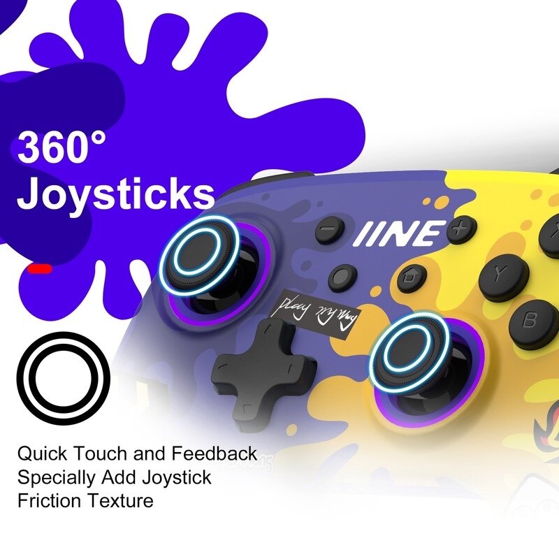 Bộ Điều Khiển Không Dây IINE Splatoon Độc Quyền Hỗ Trợ Đánh Thức Hỗ Trợ NFC Amiibo Tương Thích Nintendo Switch/Switch Lite/Switch OLED