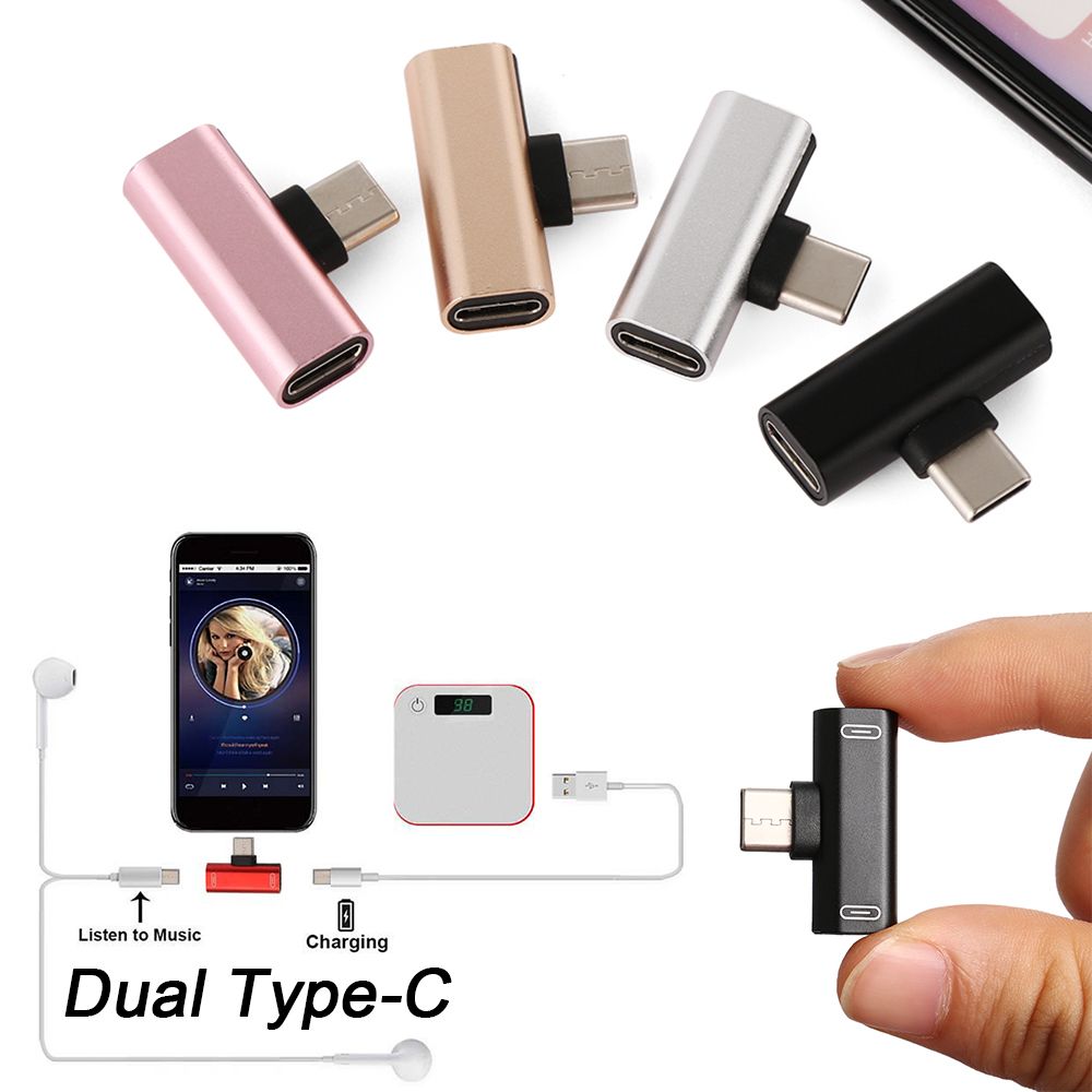 CLMXCA Universal USB C Metal Mini Headphone Jack Audio Convertor AUX Splitter Type-C To Type-C Adapter