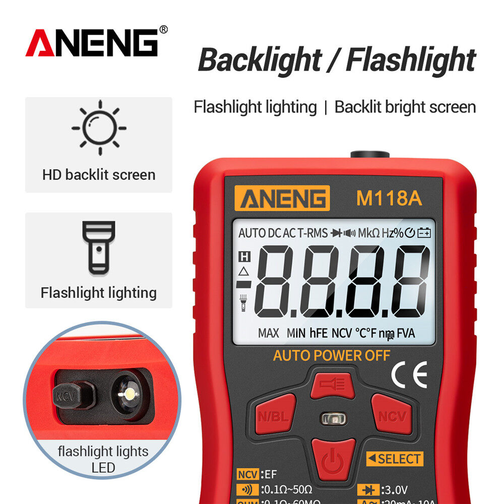 NANWEI ANENG Đồng Hồ Vạn Năng Kỹ Thuật Số Phạm Vi Tự Động M118A Thiết Bị Kiểm Tra Đa Năng Đi-ốt Điện Dung Ohm Dòng Điện Điện Áp Đếm 6000 Độ Chính Xác Cao TRMS