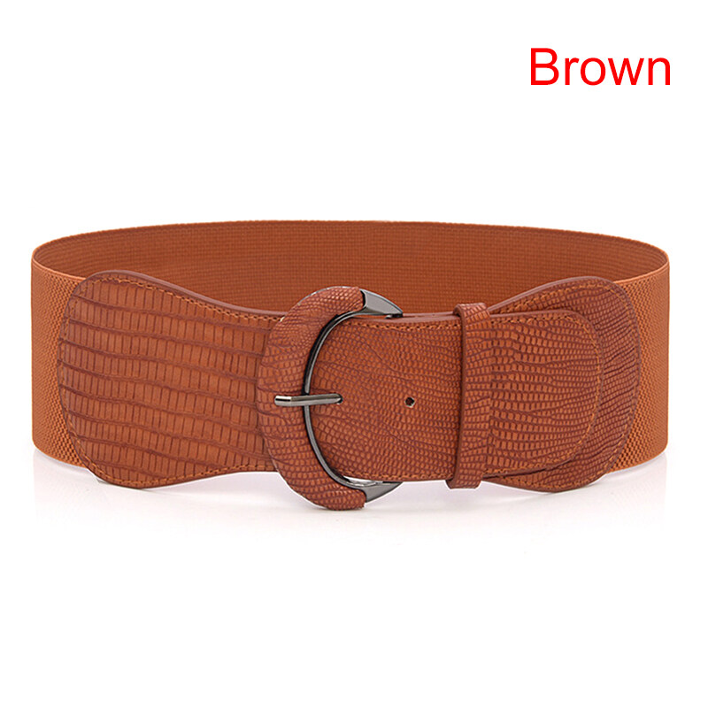 【Flash Sale】Womens Ladies Faux Leather Wide Stretch Elastic Buckle ...