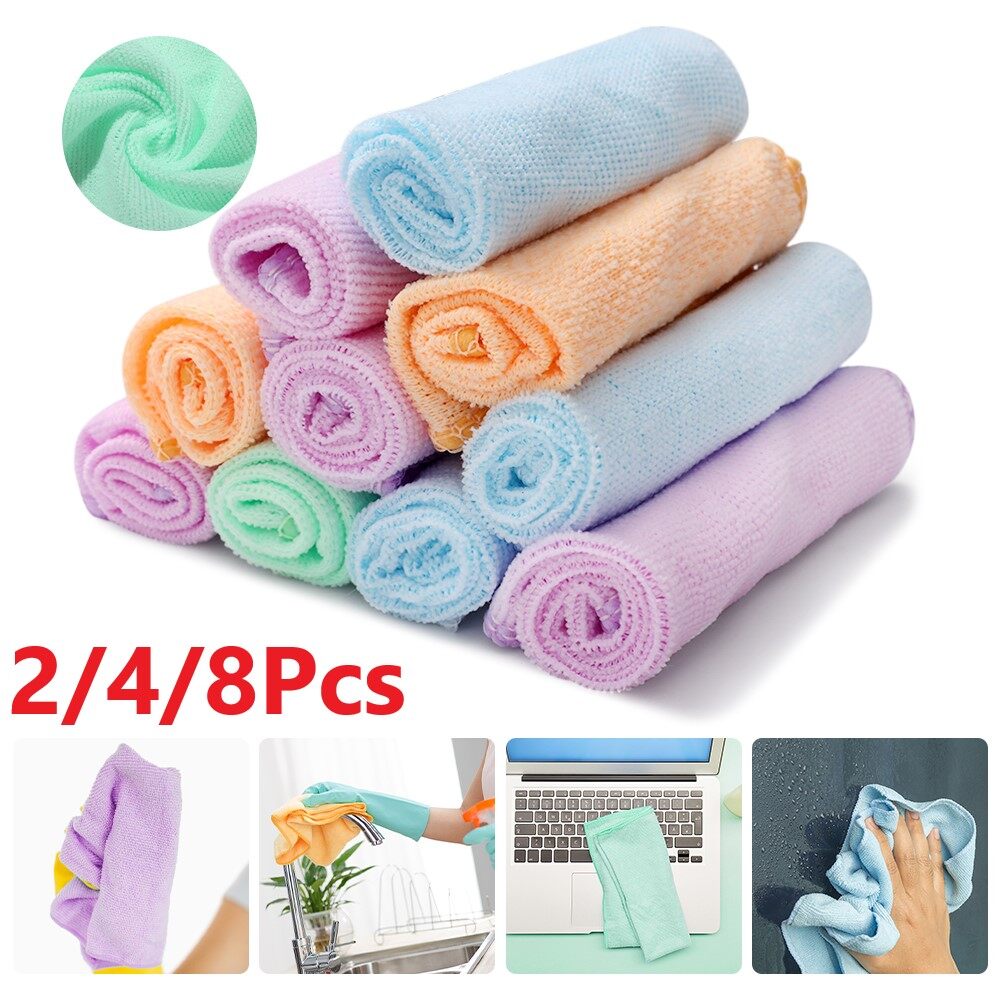 2/4/8Pcs Car Microfiber Clean Towels Kitchen Cleaning Auto Glass Washing Towels Clean Rags 25*25cm