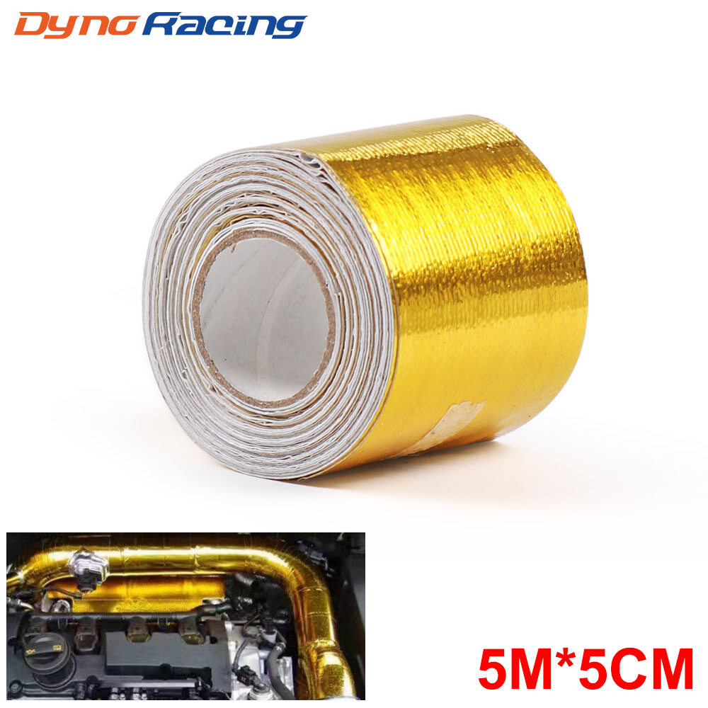 5mx5cm Aluminum Foil Thermal Exhaust Tape Air Intake Heat Reflective Tape Gold High Temp Heat Wrap Roll Adhesive Car Accessories