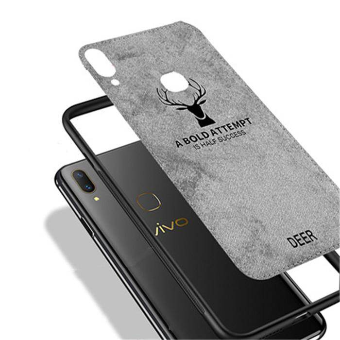 Cho [[Vivo Y85/V9] Vintage Hươu Mềm Vải Bố Dệt Nai Sừng Tấm Hoa Văn Ốp Lưng