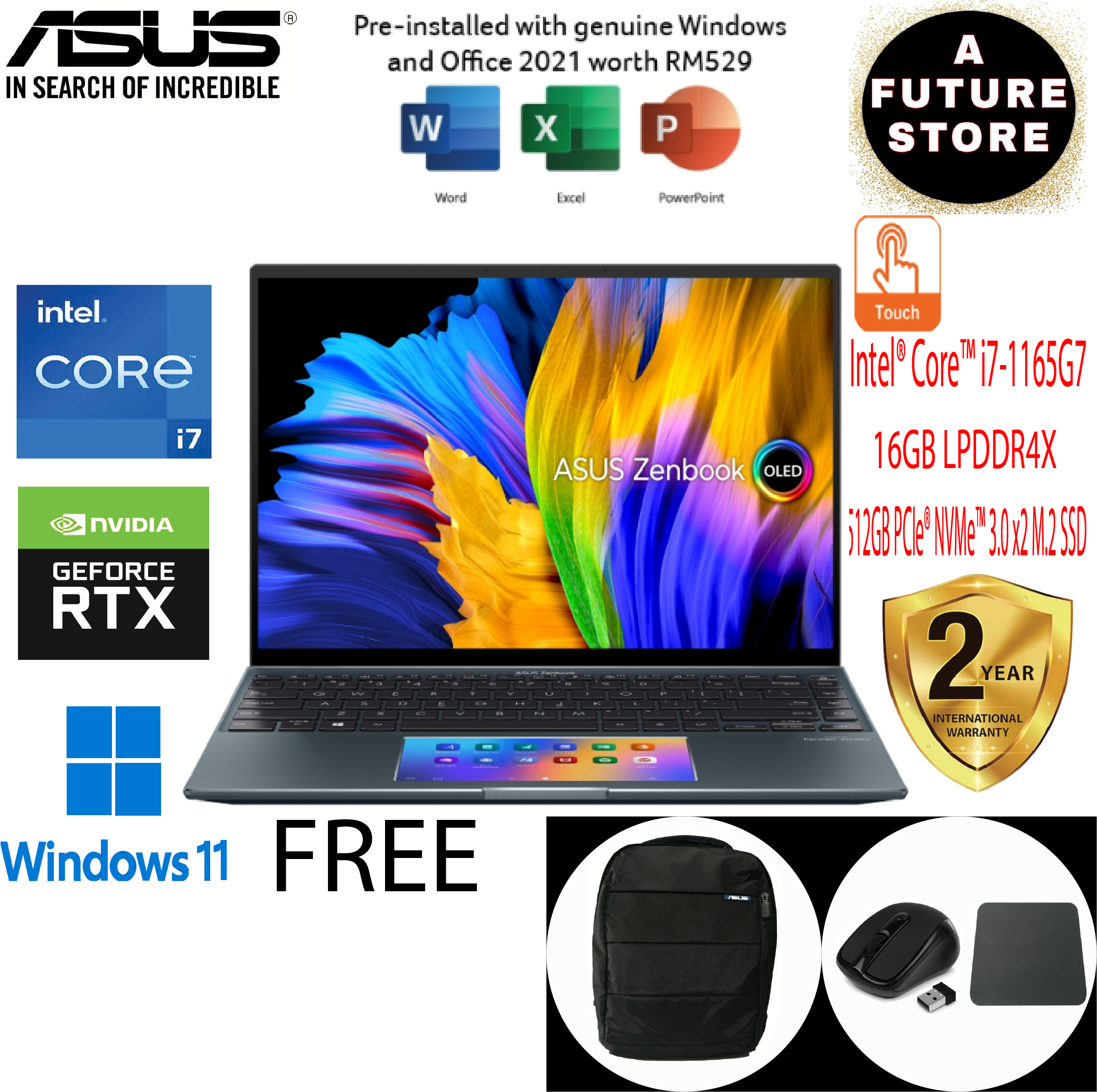Asus ZenBook 14X OLED UX5400E-GKN227WS 14'' 2.8K Touch Laptop Pine Grey ...