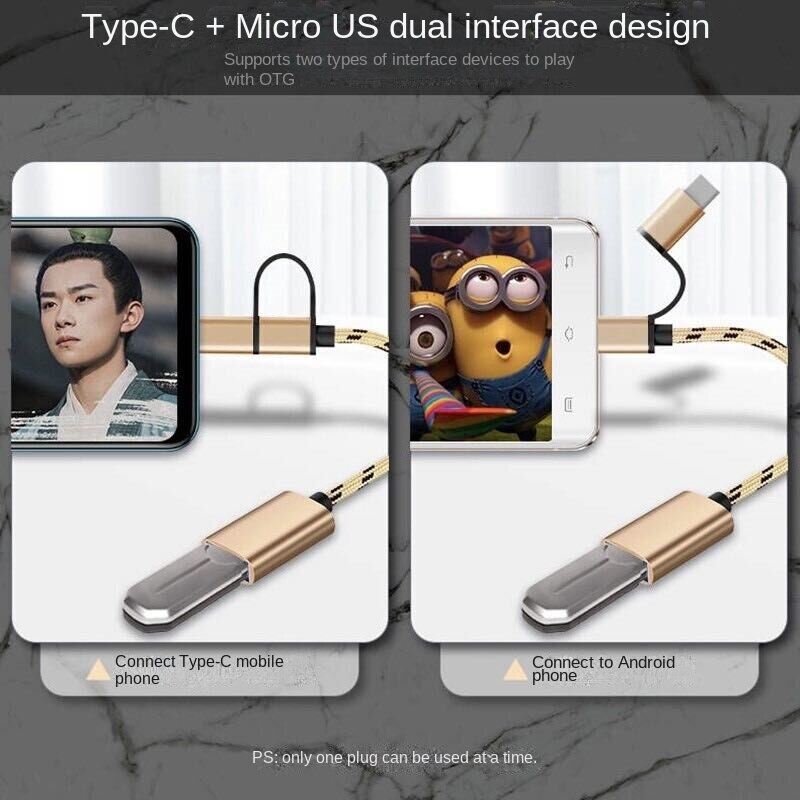 2 trong 1 Micro loại USB C để bộ chuyển đổi USB Micro chuyển USB sang USB 3.0 giao diện OTG USB Bộ chuyển đổi cáp đồng bộ dữ liệu truyền micro loại USB C chuyển đổi ngày Cáp otg转接线