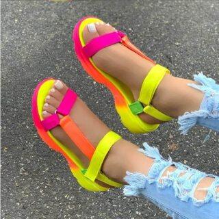 2021 Women Sandals Summer Woman Platform Peep Toe Shoes Female Gladiator Flats Ladies Comfortable Hook Shoes thumbnail