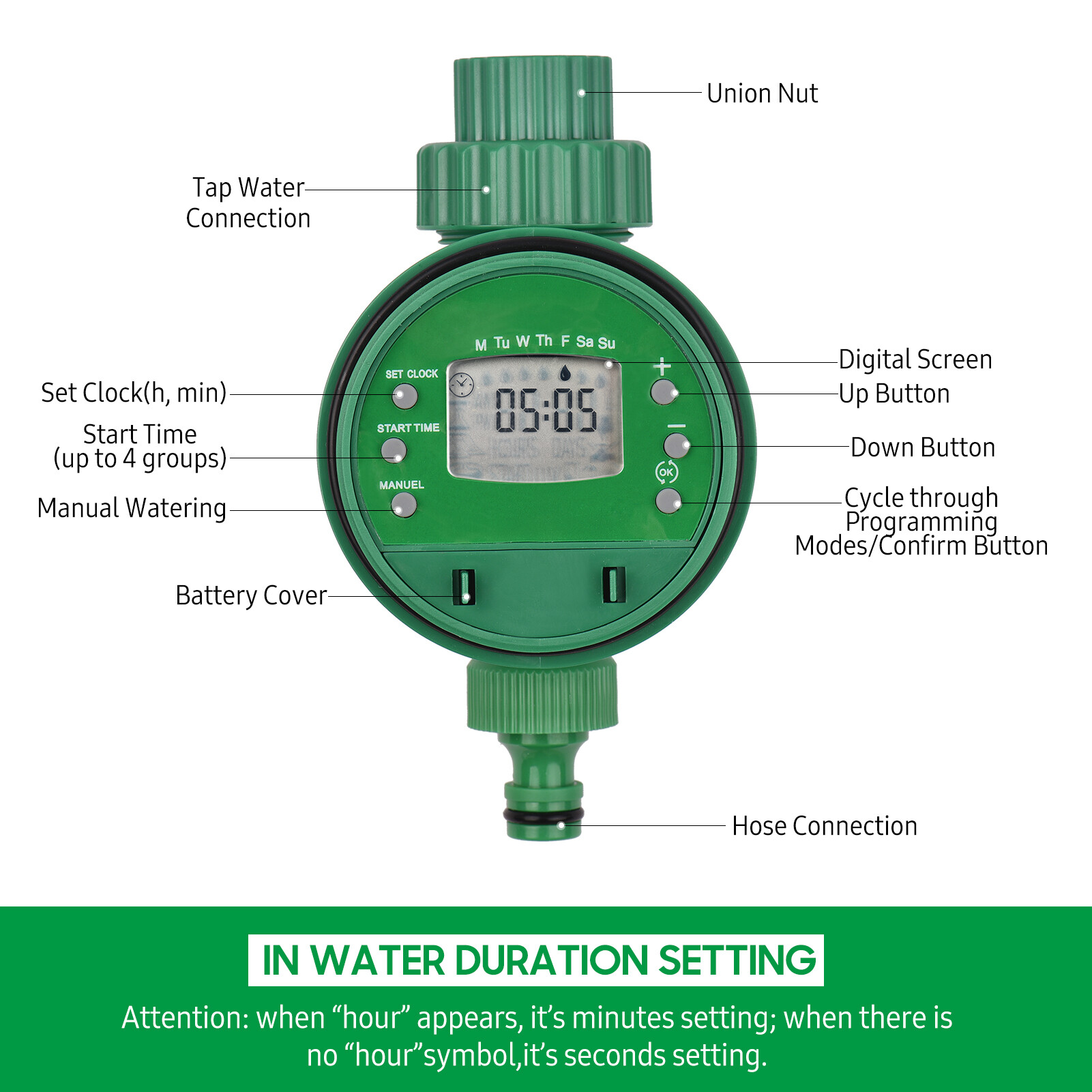 Meterk Digital Automatic Watering Timer Programmed Garden Irrigation Timer Battery Operated Intelligent Water Irrigation Controller for Lawn Farmland Courtyard Greenhouse