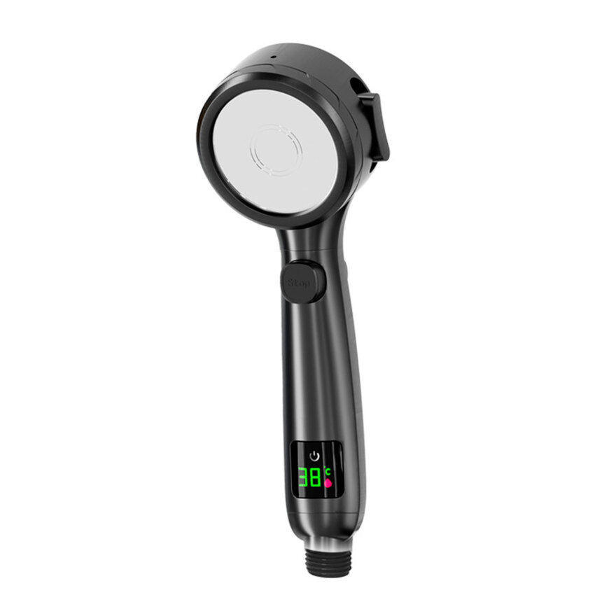 Energy Saving Shower Head Water High Pressure Handheld Bathroom Water Saving Shower Head Pressurized Adjustable Spray LED Digital Temperature Display