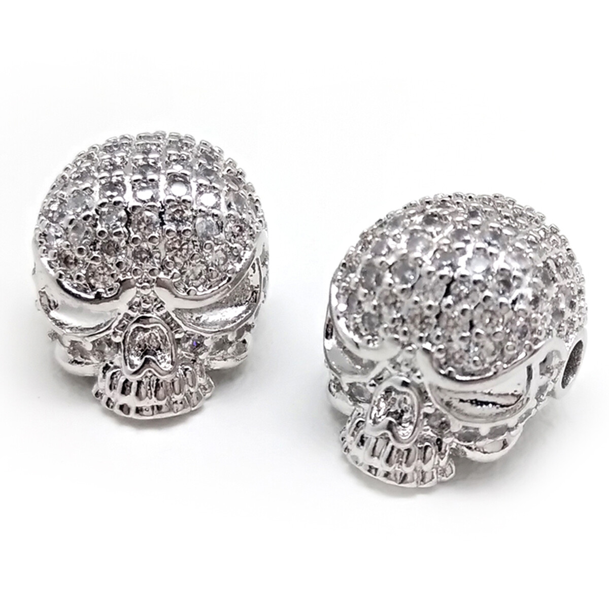 1pc New Arrival Retro Skull Beads Black Zirconia Spacer Charm Beads For Bracelet Jewelry Making Men Jewelry Accessories