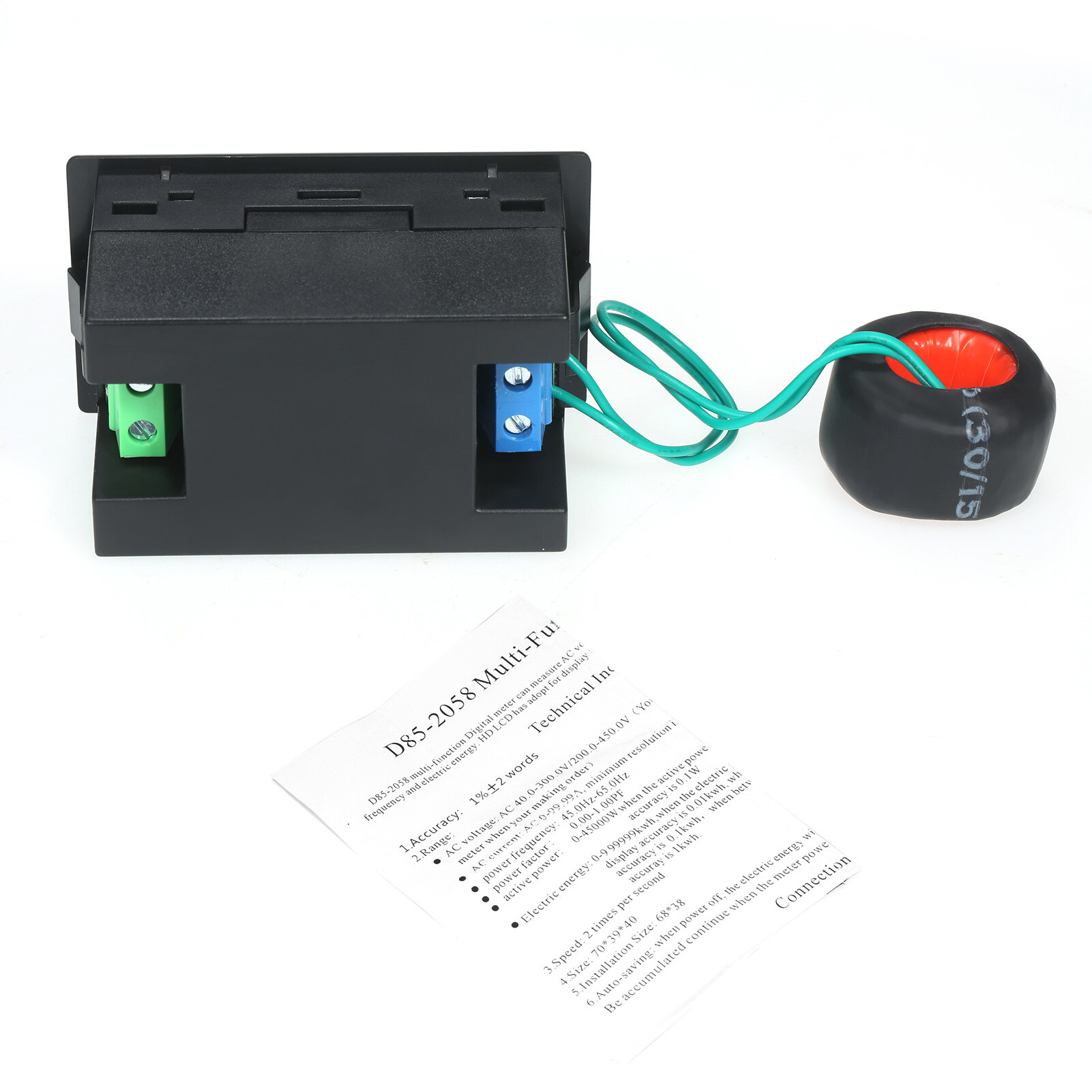 BO YIN Đồng Hồ Kỹ Thuật Số Một Pha Đa Chức Năng Màn Hình LCD Điện Áp Xoay Chiều Dòng Điện Tần Số Công Suất Điện Năng Máy Đo Hệ Số Công Suất Màn Hình