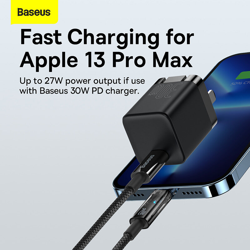 Baseus 1m / 2m PD 20W Tự động ngắt nguồn Cáp Type-C đến iPhone Sạc nhanh cho iPhone 14 Pro 13 12 11 Pro Max iPad Cáp vận chuyển ngày