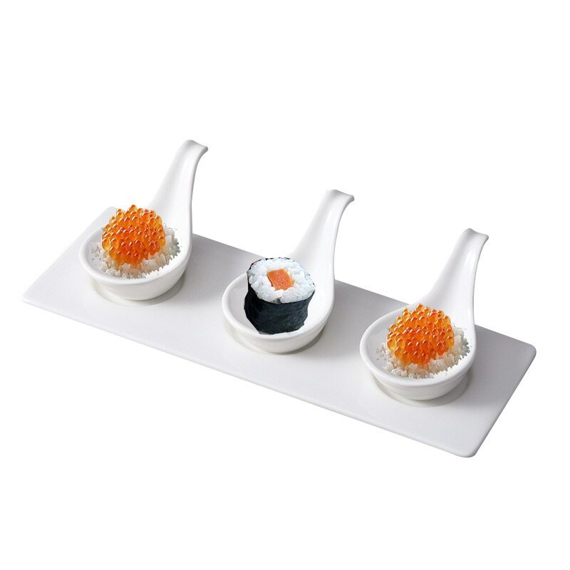 DAFIFY 4 in 1 Ceramic Serving Caviar and Appetizer Sauce Dish Dipping Bowls Set