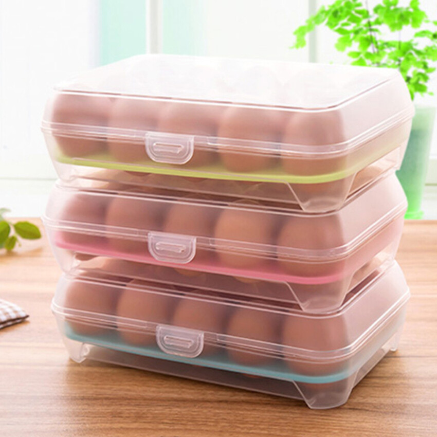 15 Grid Kitchen Egg Storage Case Refrigerator Storage Box Fridge Egg Protect Storage ContainerBox Kitchen Accessories