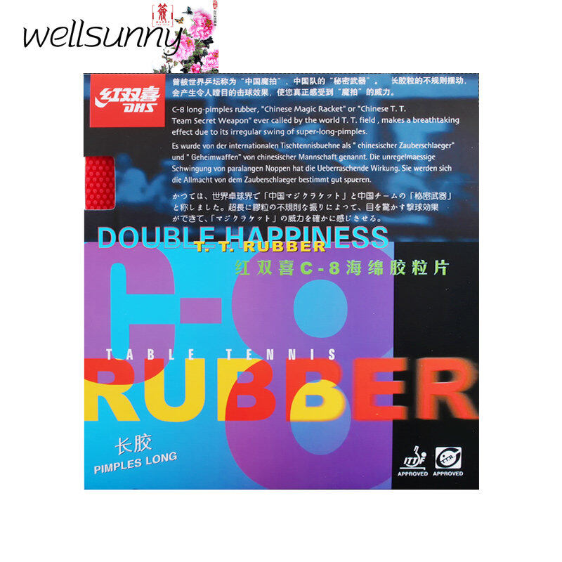 Wellsunny dhs c8 / c-8 pips-long dhs table tennis rubber long pips original dhs ping pong topsheet ox / sponge