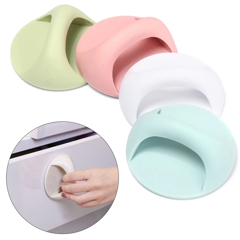 Thợ Săn Trong Mơ, 3 Cái/bộ Tay Nắm Cửa Tự Dính Tay Cầm Bằng Nhựa Đa Năng Phụ Trợ Cốc Hút Nội Thất Cửa Sổ Kính Tủ Tròn Tay Cầm