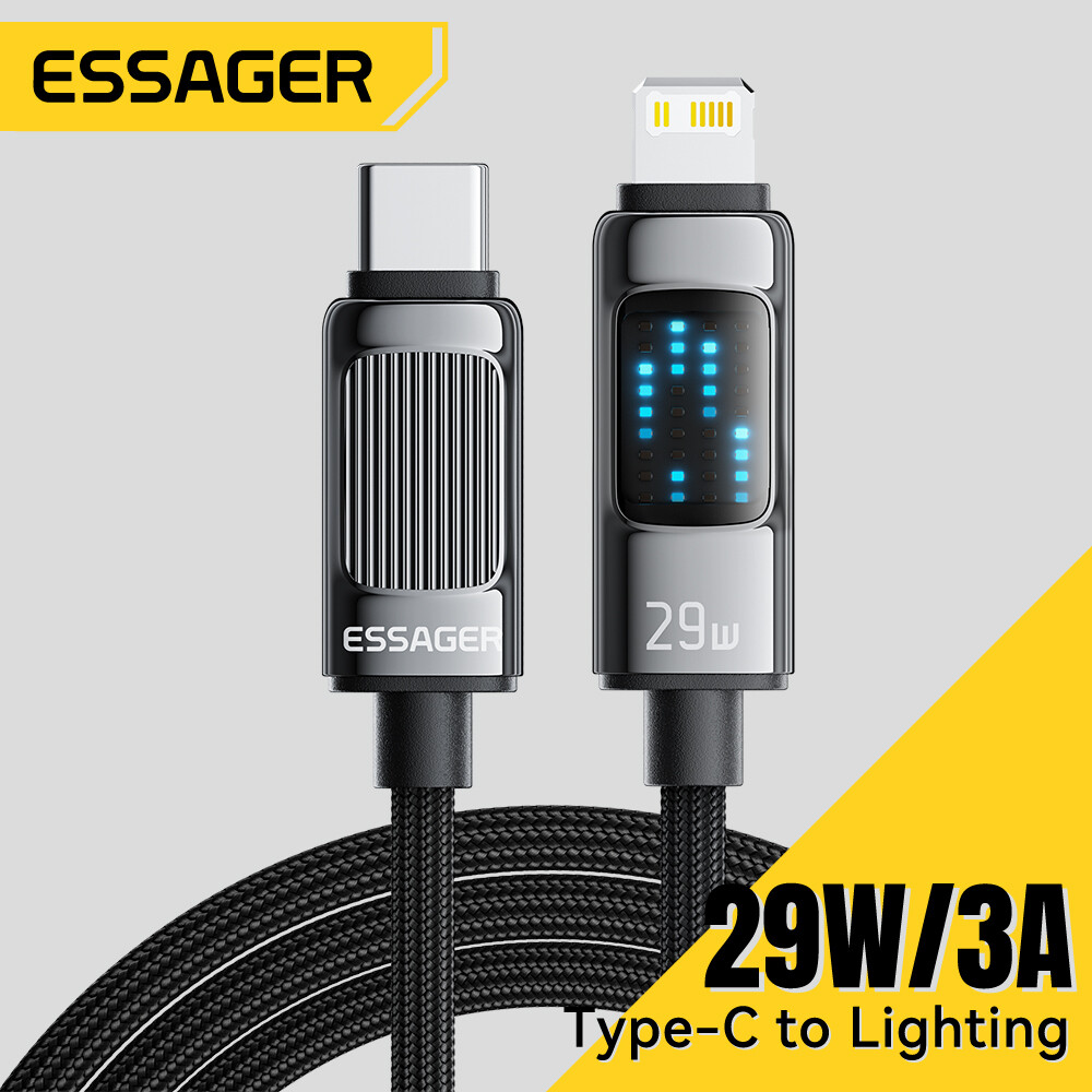 Essager PD 29W Type-C to Lightning Cable Digital Display Fast Charging C to L Cable for iPhone iPad AirPods