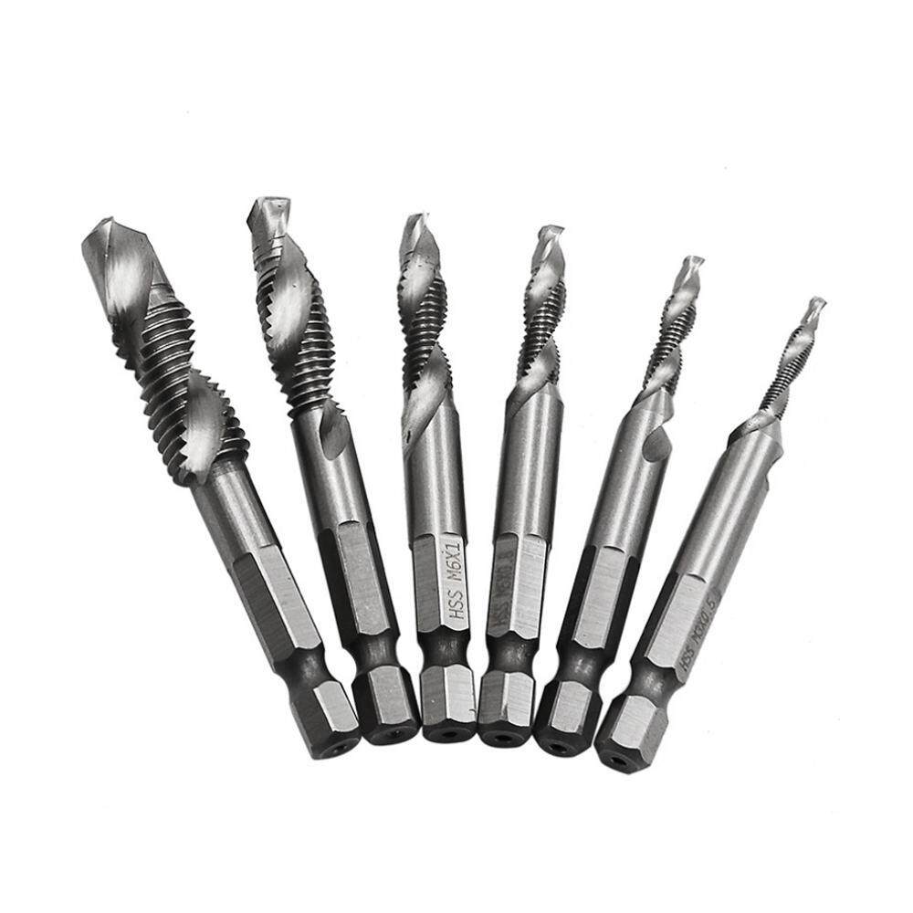 Kobwa High Speed Steel Spiral Shank Screw Thread M3 M4 M5 M6 M8 M10 Compound Metric Faucet Tap Drill Bit 6pcs / set