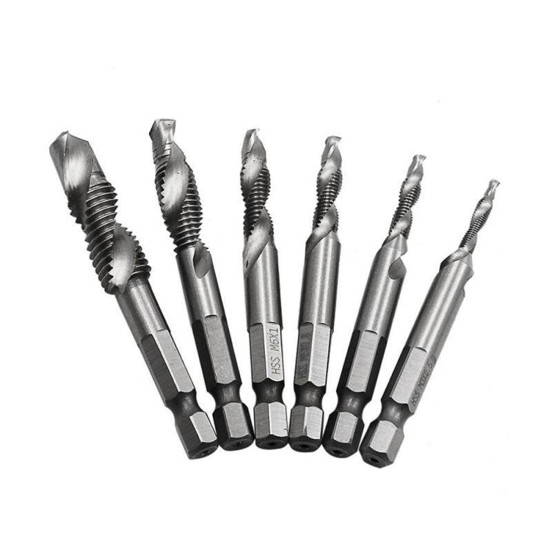 Kobwa High Speed Steel Spiral Shank Screw Thread M3 M4 M5 M6 M8 M10 Compound Metric Faucet Tap Drill Bit 6pcs / set